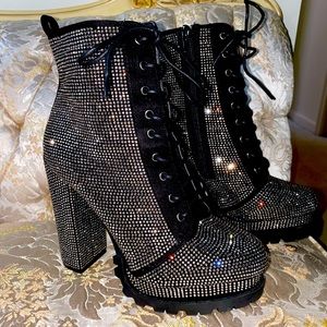 Rhinestone platform booties